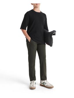 RARE ONES - Olive Solid Polyester Blend Slim Trouser