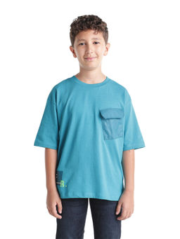 RARE ONES - Teal Printed Cotton Boxy T-Shirt