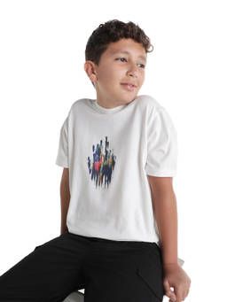 RARE ONES - Off White Printed Cotton Blend Regular T-Shirt