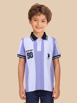 U.S. POLO ASSN. - Blue Stripes Cotton Regular Polo T-Shirt