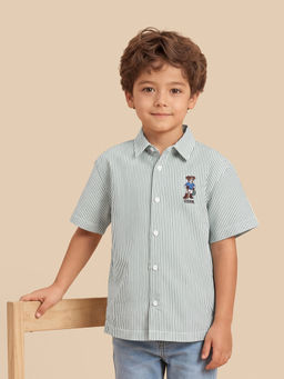 U.S. POLO ASSN. - Green Stripes Cotton Boxy Shirt