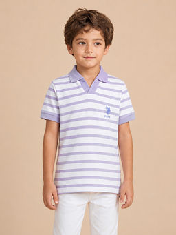 U.S. POLO ASSN. - Purple Stripes Cotton Regular Polo T-Shirt