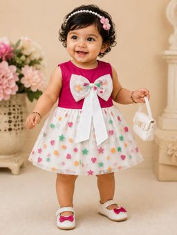 PSPeaches - Pink Self Design Poplin A-Line Dress