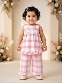 PSPeaches - Pink Checks Cotton Regular Co-Ord Set