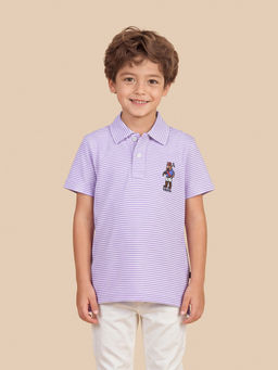 U.S. POLO ASSN. - Purple Stripes Cotton Regular Polo T-Shirt