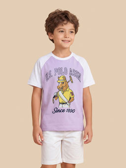 U.S. POLO ASSN. - Purple Colorblock Cotton Regular T-Shirt