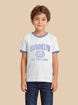 U.S. POLO ASSN. - White Printed Cotton Regular T-Shirt