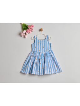 Nino By Vani Mehta - Blue Stripes Cotton Regular Dress