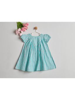 Nino By Vani Mehta - Blue Stripes Cotton Regular Dress