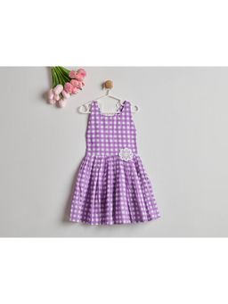Nino By Vani Mehta - Lavender Checks Cotton Regular Dress