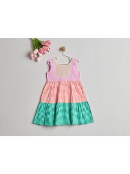 Nino By Vani Mehta - Multi-Color Checks Cotton Regular Dress