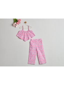 Nino By Vani Mehta - Pink Printed Cotton Regular Co-Ord Set