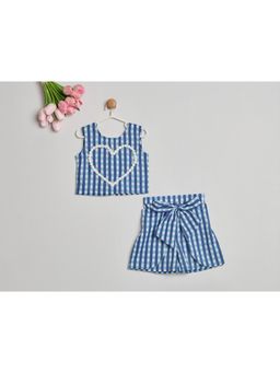 Nino By Vani Mehta - Blue Checks Cotton Regular Co-Ord Set