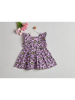 Nino By Vani Mehta - Purple Animal Print Cotton Regular Dress