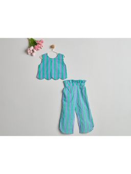Nino By Vani Mehta - Green Stripes Cotton Regular Co-Ord Set