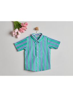 Nino By Vani Mehta - Green Stripes Cotton Regular Shirt