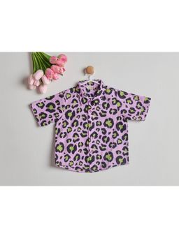 Nino By Vani Mehta - Purple Animal Print Cotton Regular Shirt