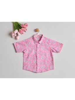 Nino By Vani Mehta - Pink Printed Cotton Regular Shirt