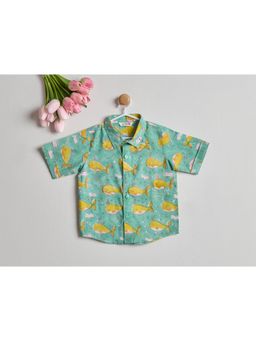 Nino By Vani Mehta - Green Printed Cotton Regular Shirt
