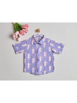 Nino By Vani Mehta - Lavender Printed Cotton Regular Shirt