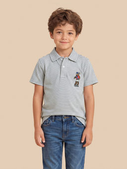 U.S. POLO ASSN. - Green Stripes Cotton Regular Polo T-Shirt