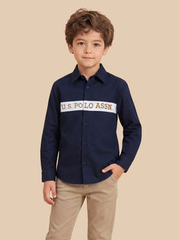 U.S. POLO ASSN. - Navy Blue Colorblock Cotton Regular Shirt