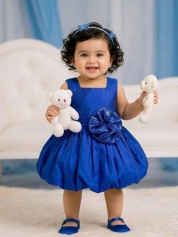 PSPeaches - Blue Solid Taffeta A-Line Dress