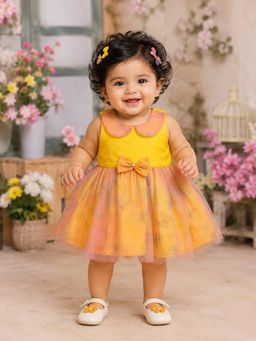 PSPeaches - Yellow Floral Taffeta A-Line Dress