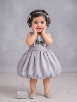 PSPeaches - Grey Solid Taffeta A-Line Dress