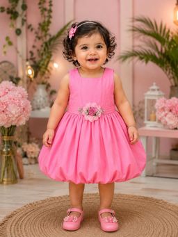 PSPeaches - Pink Solid Taffeta A-Line Dress