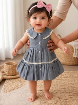 PSPeaches - Grey Solid Cotton A-Line Dress