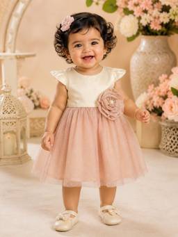 PSPeaches - Peach Solid Taffeta A-Line Dress