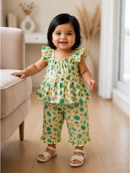 PSPeaches - Yellow Printed Muslin Regular Co-Ord Set