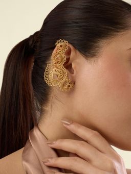 Isharya - Gypsy Soul Leaf Cascading Statement Ear Cuffs 18Kt Gold Plated