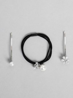 EL REGALO - Kids Girls Hairband and Hairpin Black and Silver (Set of 3)