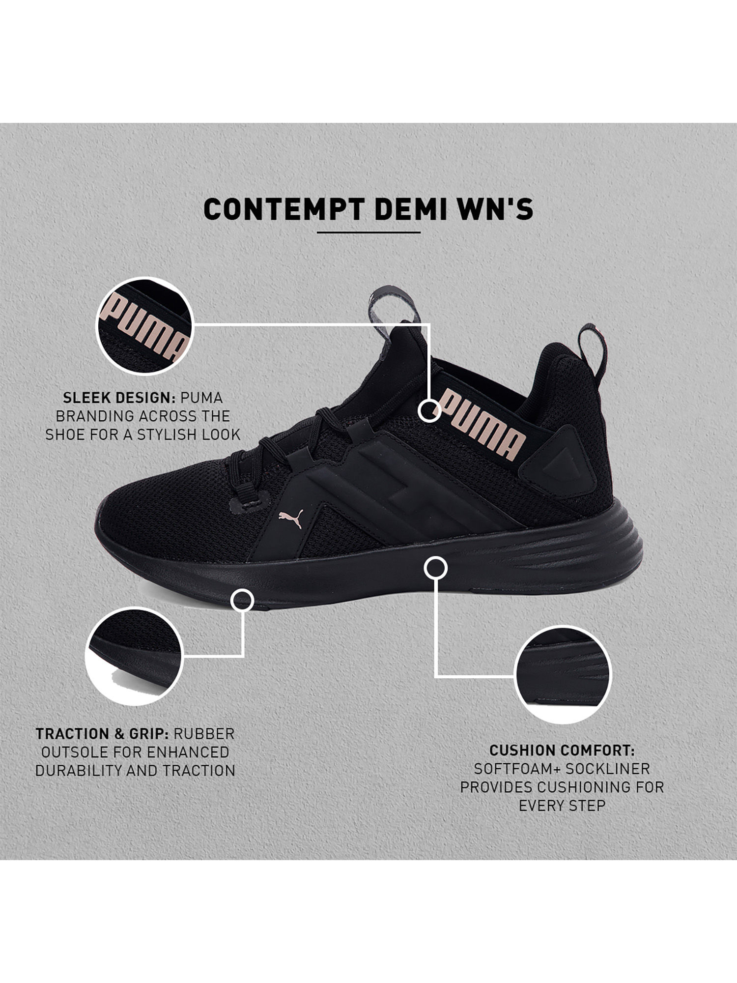 Puma Black Contempt Demi Running Shoes 