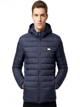 Cavalli Class - Navy Blue Logo Patch Puffer Jacket
