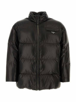 PRADA - Black Logo Patch Puffer Jacket