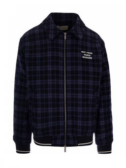 Drole De Monsieur - Navy Blue Zip Up Check Jacket