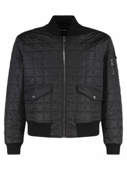 Dolce&Gabbana - Black Quilted Band Collar Jacket