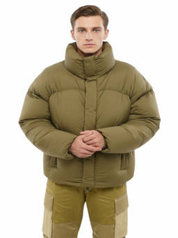 Bacon - Green Quilted Turtle Neck Jacket