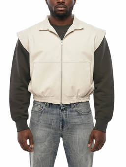 1989 STUDIO - Beige Solid Sleeveless Jacket