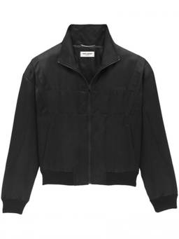 Saint Laurent - Black Embroidered Logo Bomber Jacket