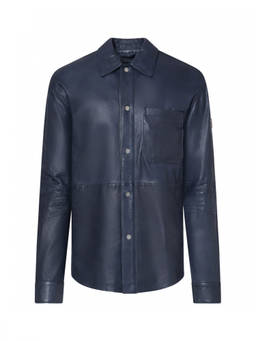 Peuterey - Navy Blue Solid Shirt Collar Jacket