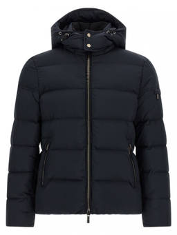 Moorer - Blue Solid Hood Jacket