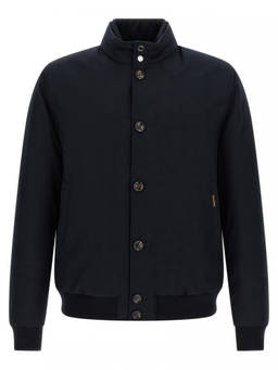 Moorer - Blue Solid Mandarin Collar Jacket