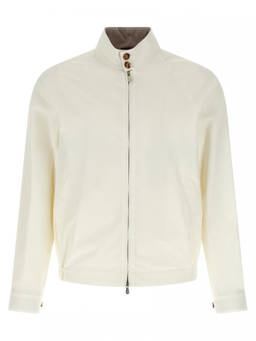 Brunello Cucinelli - White Solid Mock Collar Jacket