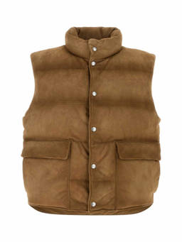 PRADA - Brown Solid Sleeveless Jacket