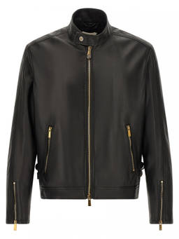Versace - Black Solid Mandarin Collar Jacket