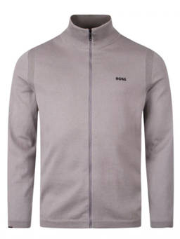 Boss - Grey Solid Zip-Up Sweater Jacket
